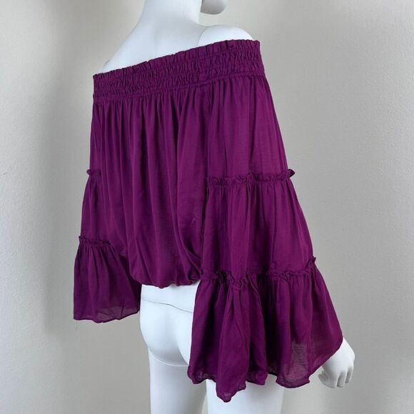 Free People Free Spirit Women Size S Off The Shoulder Wide Sleeve Cropped Top - Picture 4 of 13